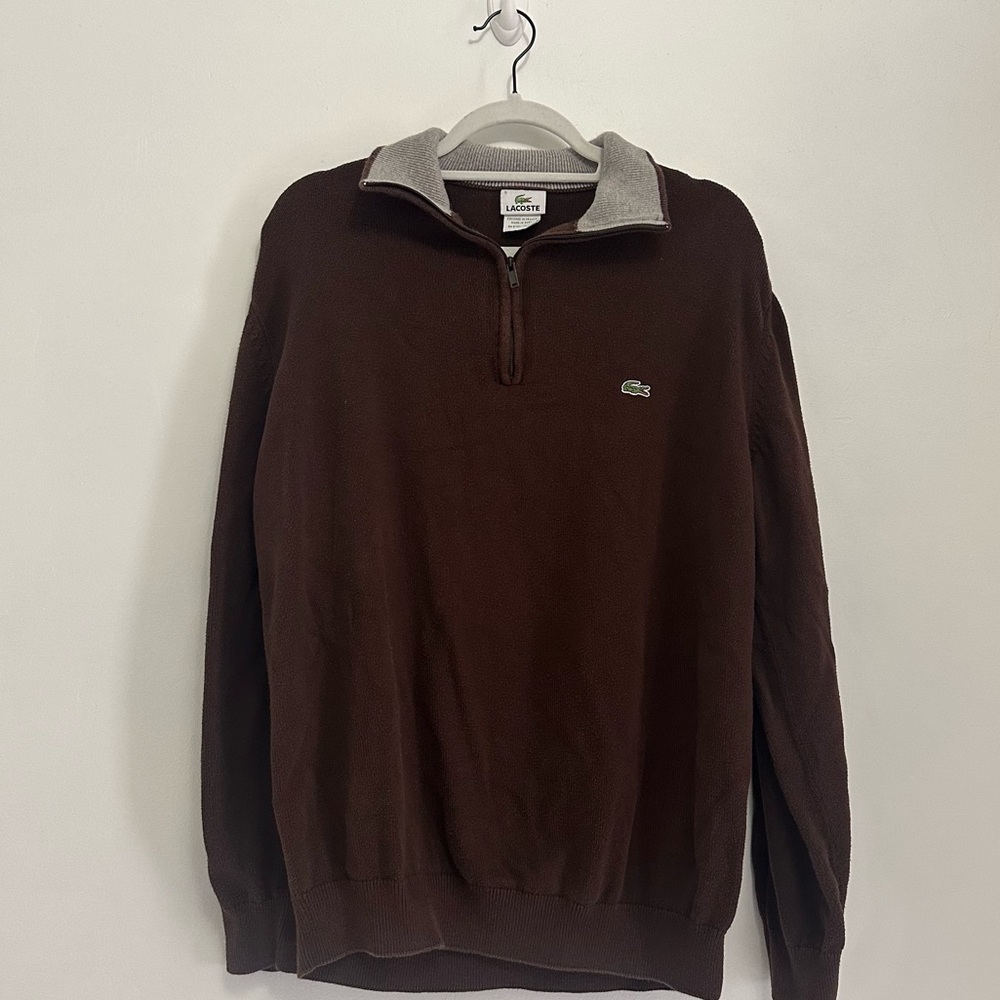 Lacoste Men's Long Sleeve 1/4 Zip Preppy Cotton Sweater